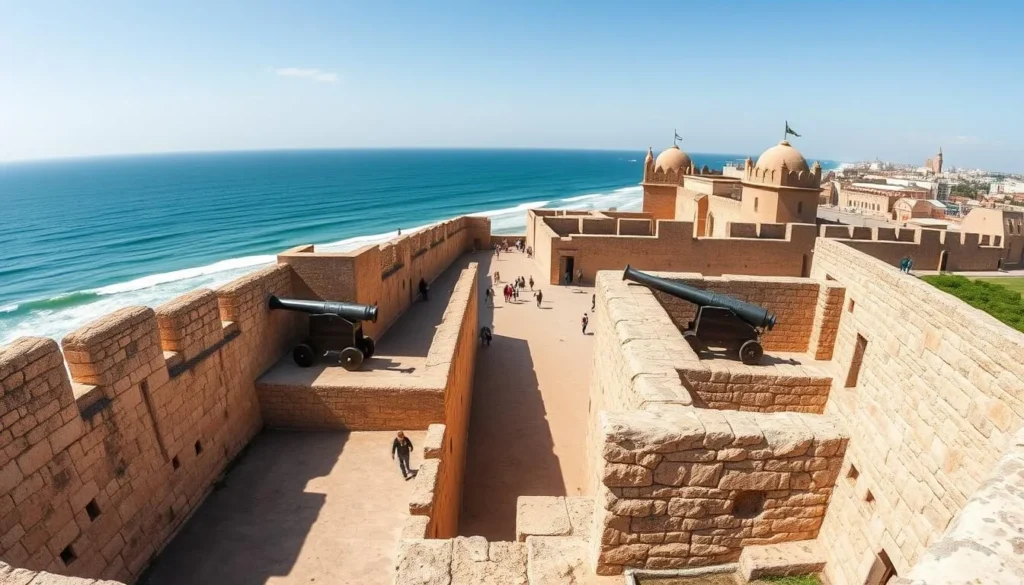 Ramparts of the Portuguese City in El Jadida with ocean views and historic fortifications Ramparts of the Portuguese City in El Jadida with ocean views and historic fortifications