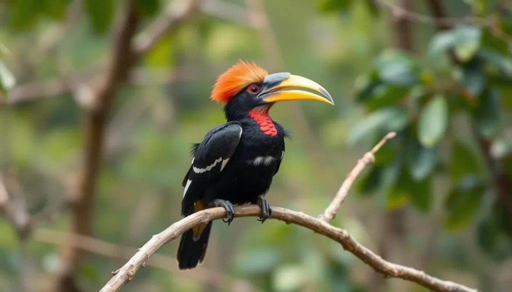 Rare Sumba Hornbill bird perched on a branch in Laiwangi Wanggameti National Park Rare Sumba Hornbill bird perched on a branch in Laiwangi Wanggameti National Park