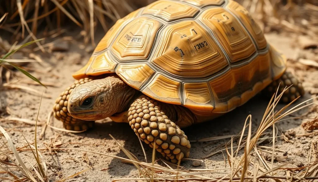 Rare ploughshare tortoise in its natural habitat at Baie de Baly National Park