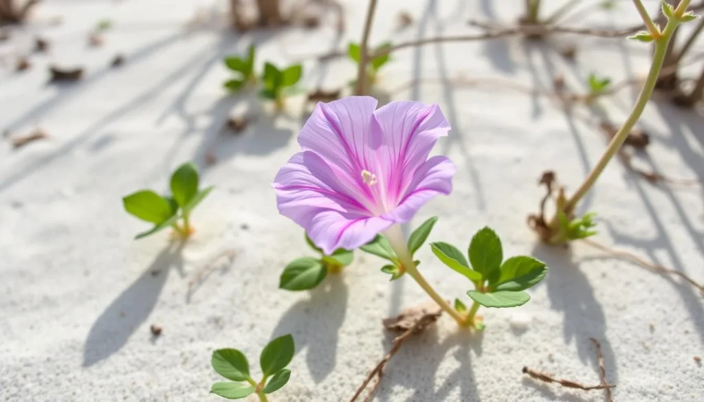 Rare scrub morning glory flower blooming in Allen David Broussard Catfish Creek Preserve State Park