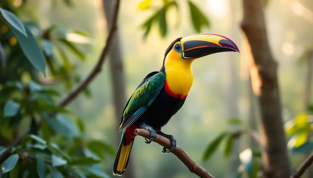 Rare wildlife in Montana de Botaderos Carlos Escaleras Mejia National Park including a toucan