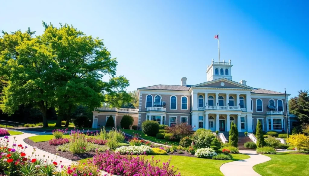 Reading Public Museum exterior with arboretum gardens