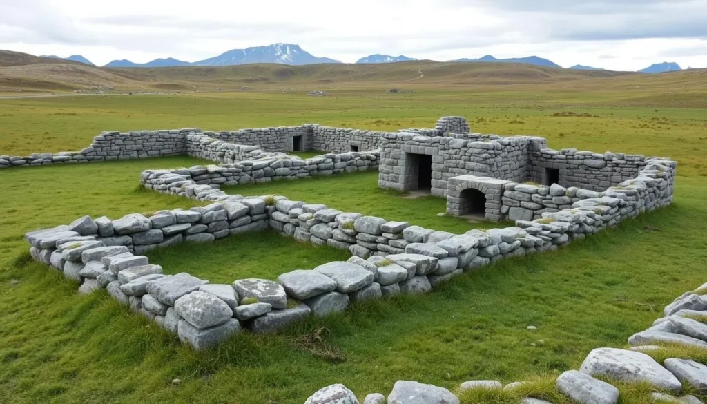 Reconstructed Norse ruins near Uunartoq, representing the area's Viking history