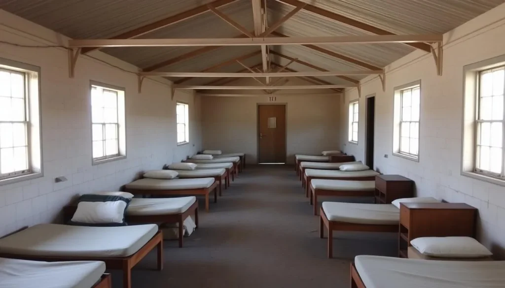 Reconstructed barracks at Manzanar National Historic Site showing living conditions