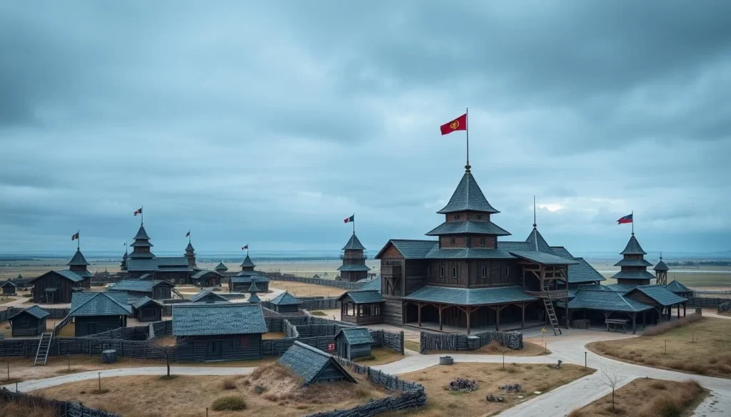 Reconstructed medieval buildings at Sarai-Batu historical site