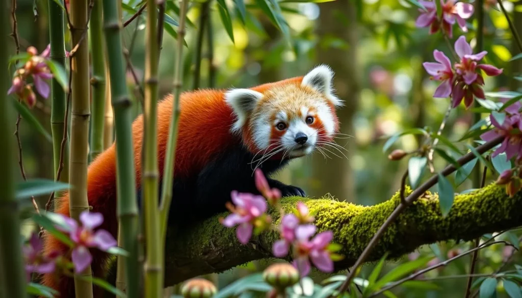 Red Panda in its natural habitat at Thrumshingla National Park, Bhutan