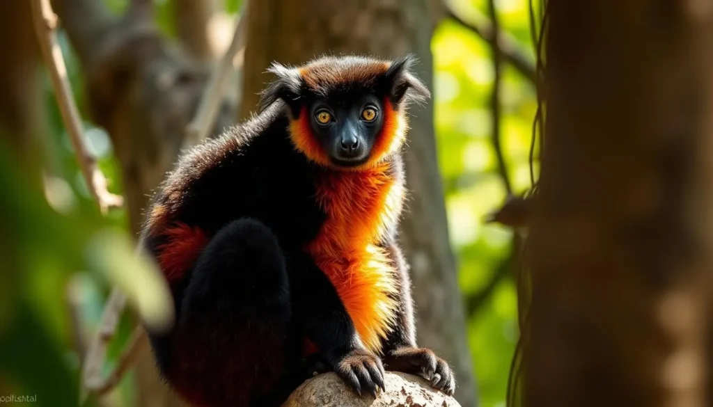 Red-bellied lemur in the canopy of Ranomafana National Park