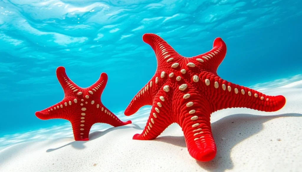 Red cushion starfish at Starfish Point near Rum Point Grand Cayman