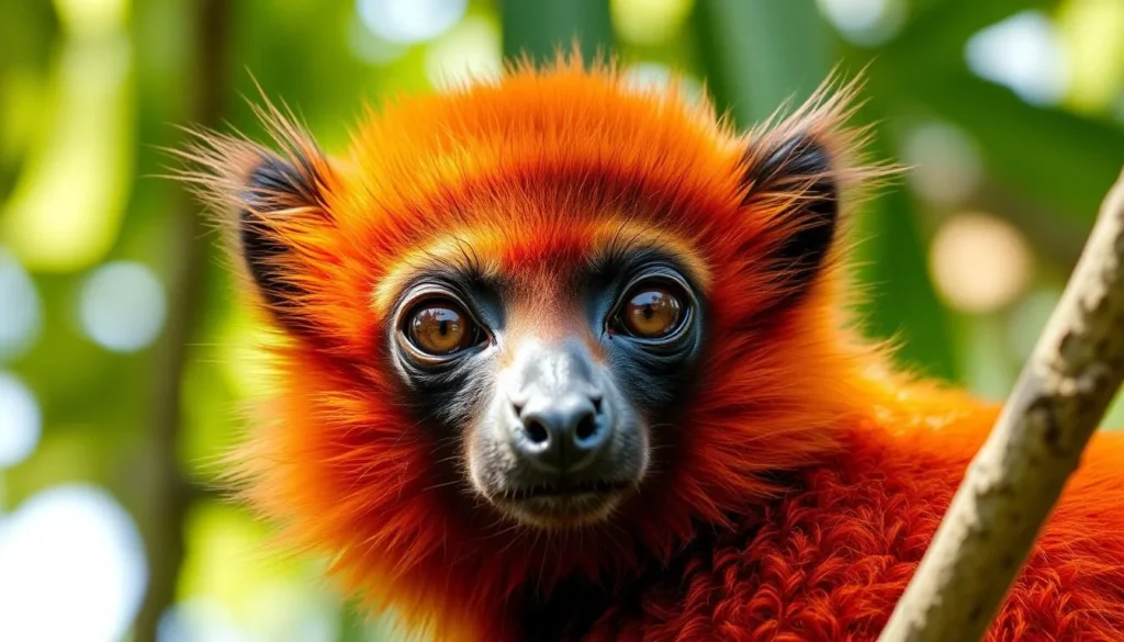 Red-ruffed lemur in the canopy of Masoala National Park Red-ruffed lemur in the canopy of Masoala National Park