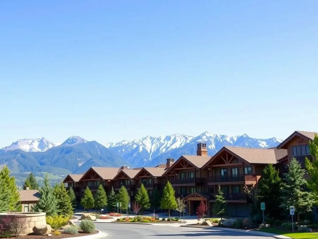 Resort accommodations in Mammoth Lakes with mountain views, offering luxury options near Bodie
