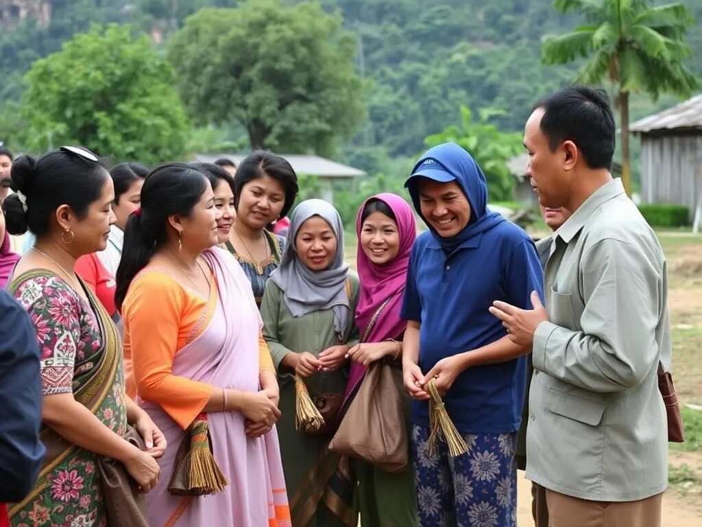 Respectful interaction between tourists and Katang villagers