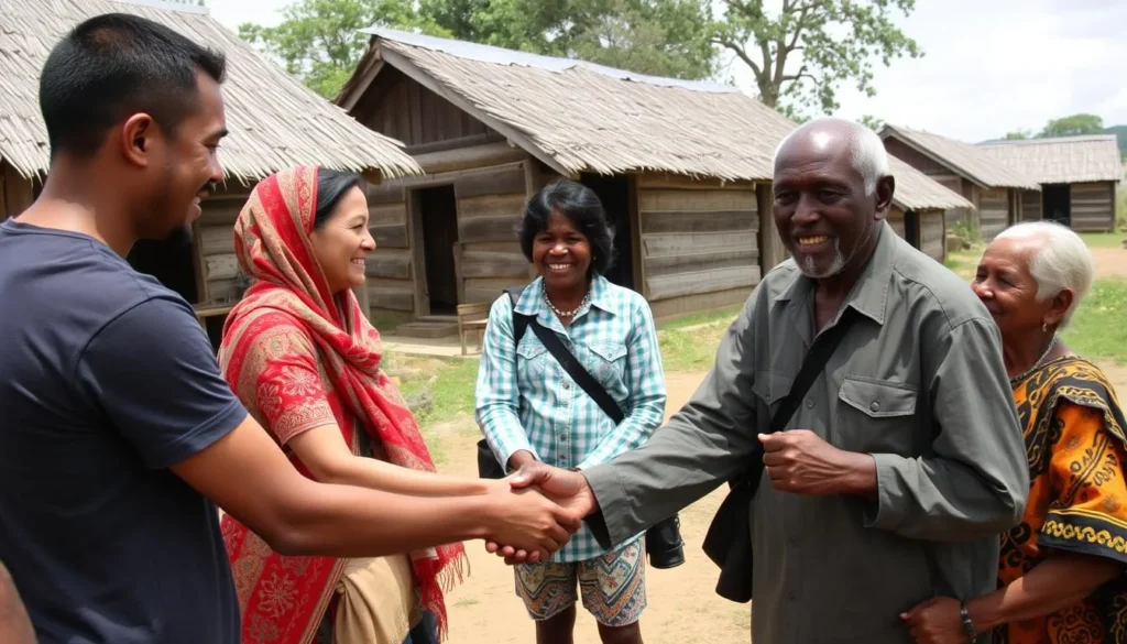 Respectful interaction between tourists and local villagers in Nosy Varika