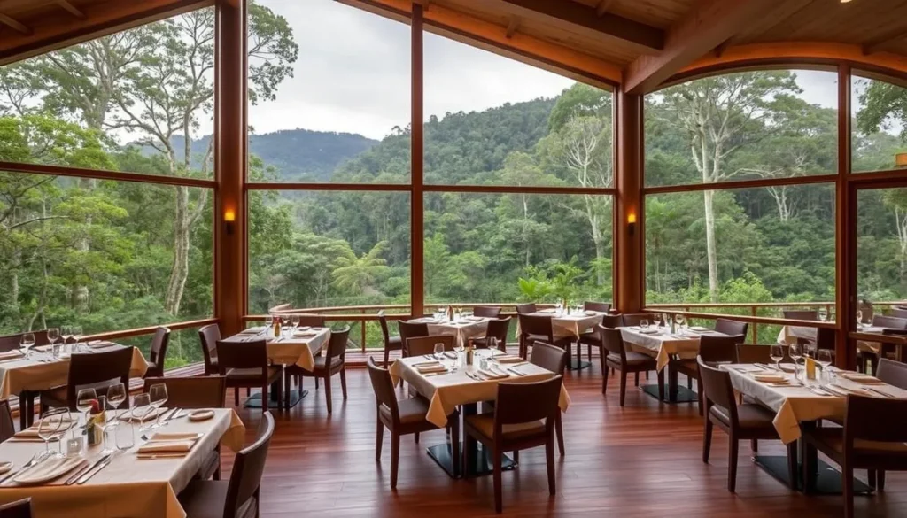 Restaurant at O'Reilly's Rainforest Retreat with panoramic views of Lamington National Park