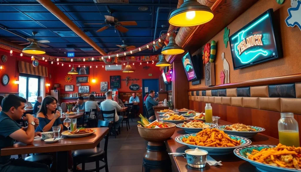 Restaurant in Bedford serving Tex-Mex cuisine with colorful plates of food