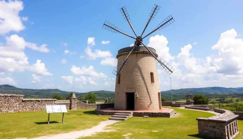 Restored windmill at Betty's Hope Sugar Plantation in Saint Mary, Antigua