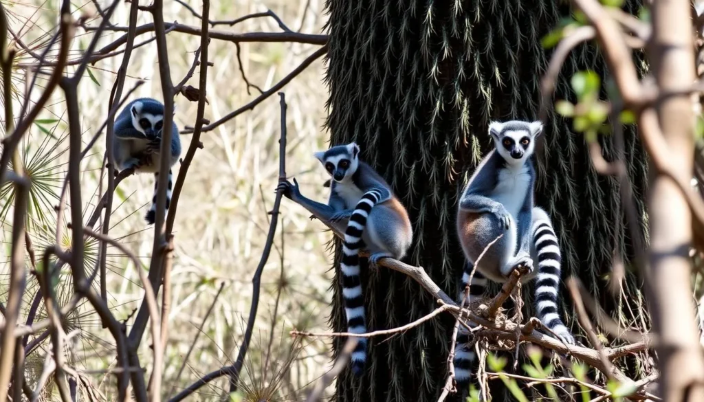Ring-tailed lemurs in the spiny forest of Mikea National Park, Madagascar