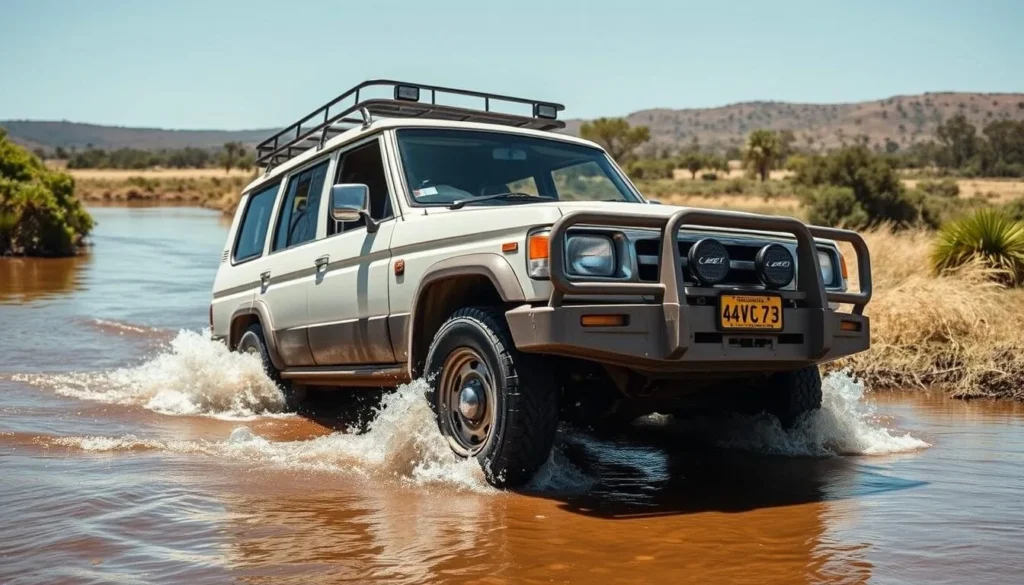 River crossing in 4WD at Lakefield National Park Queensland