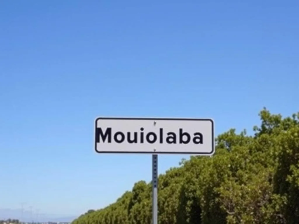 Road sign to Mooloolaba on the Sunshine Coast Highway with blue sky background