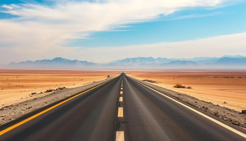 Road sign to Palmyra with desert landscape in the background showing the journey to Palmyra Syria best things to do