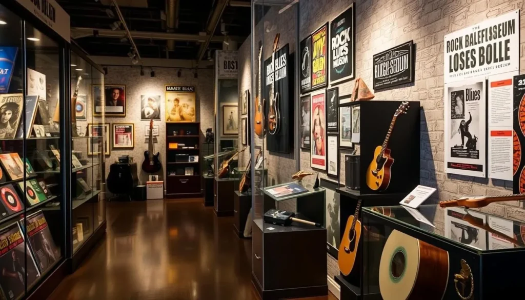 Rock & Blues Museum in Clarksdale Mississippi displaying vintage music memorabilia