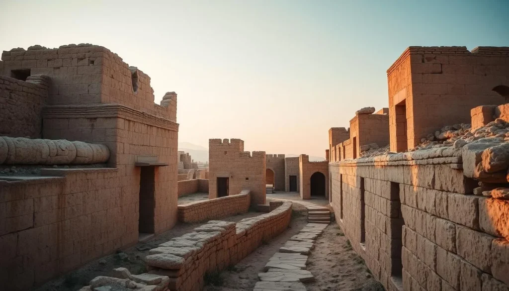 Ruins of Al Sulaif ancient village near Ibri showing stone walls and structures