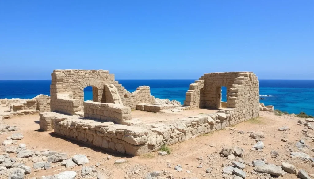 Ruins of the historic telegraph station on Telegraph Island, Oman