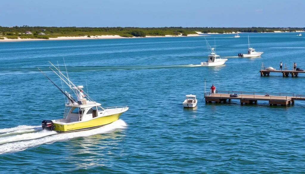 Sabine Lake fishing boats and shoreline in Port Arthur Texas Sabine Lake fishing boats and shoreline in Port Arthur Texas