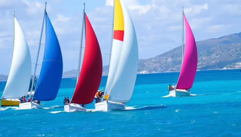 Sailing boats during Antigua Sailing Week near St. John's