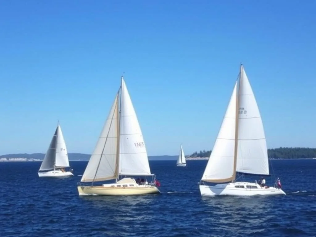 Sailing boats in Casco Bay near Chebeague Island on a sunny day