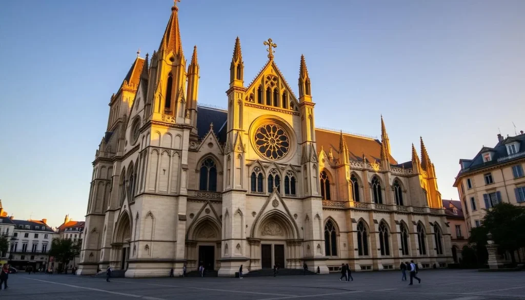 Sainte-Croix Cathedral in Orleans France during golden hour