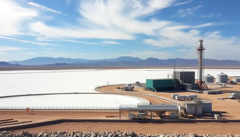 Salt production facility at El Morro on Isla Cedros with mountains in background