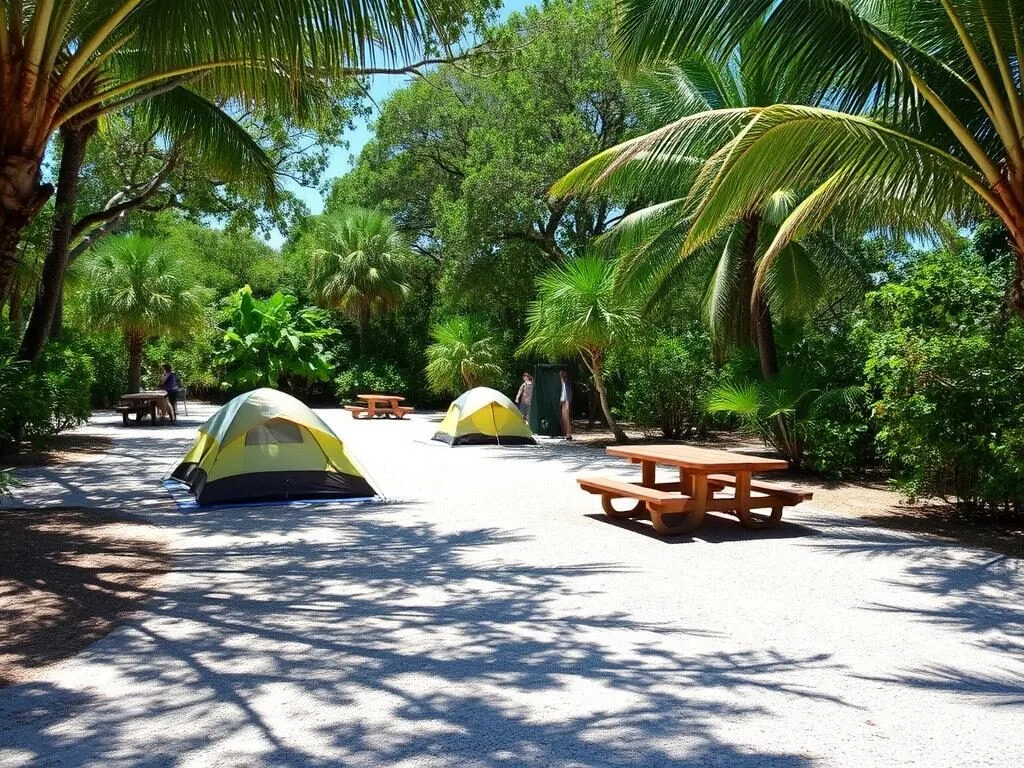 Sandspur Campground at Bahia Honda State Park showing tent camping area Sandspur Campground at Bahia Honda State Park showing tent camping area