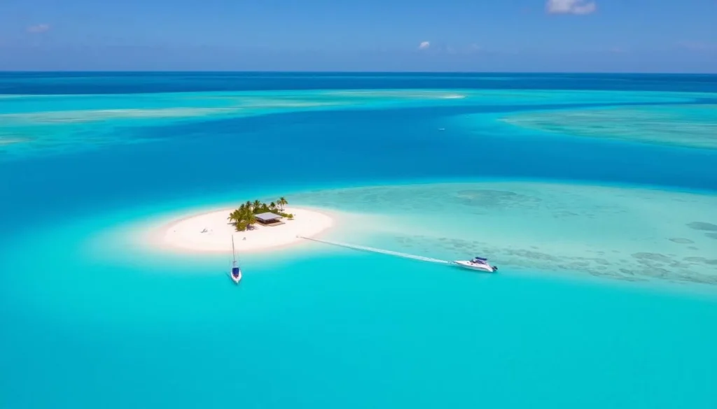Sandy Island, a small cay off Anguilla with beach bar and clear waters