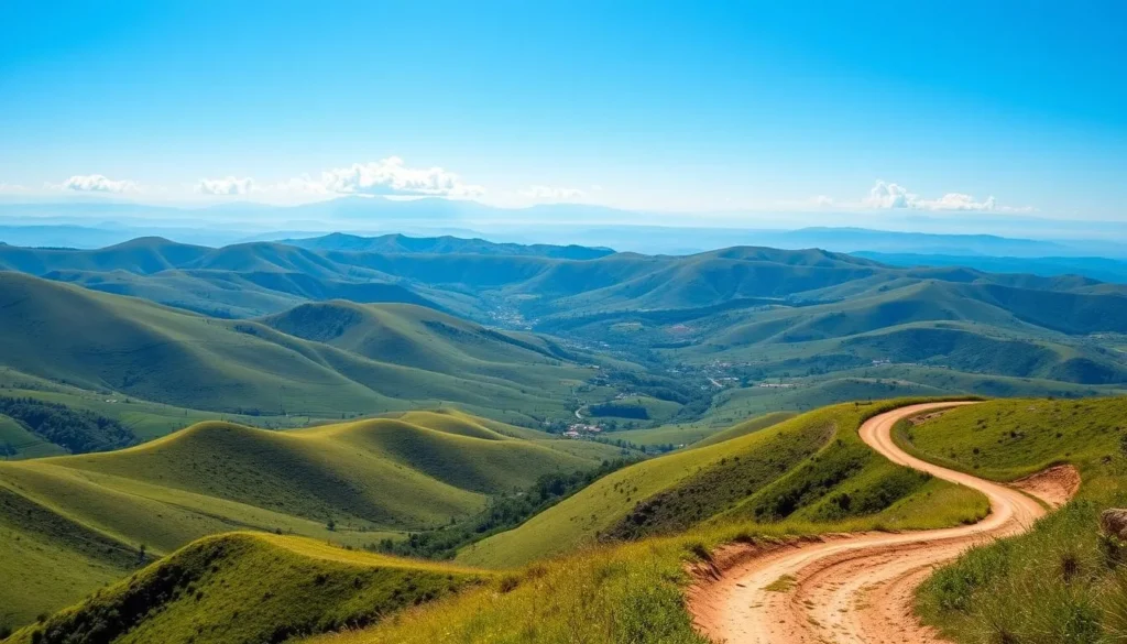 Scenic Andean landscape surrounding Raquira with mountains and green valleys Scenic Andean landscape surrounding Raquira with mountains and green valleys