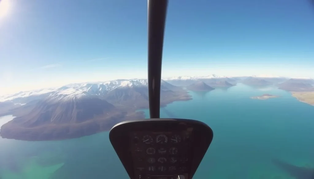 Scenic helicopter flight over Lake Pukaki and the Southern Alps