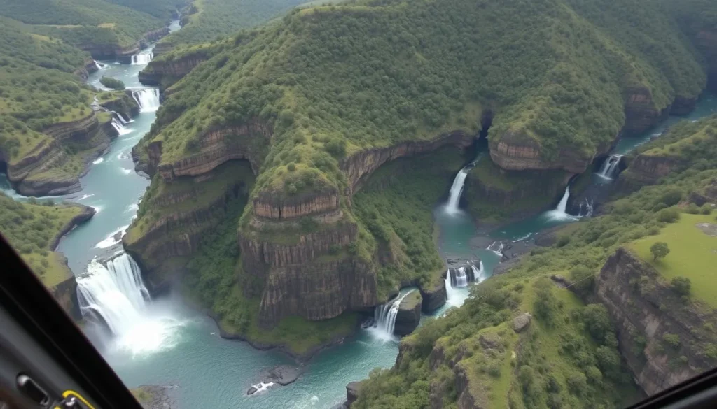 Scenic helicopter flight over gorges and waterfalls near Armidale