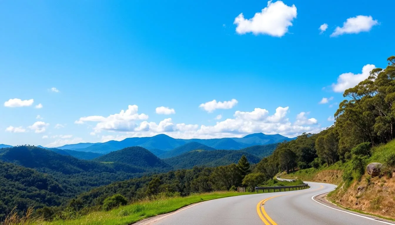 Scenic-road-through-the-Gold-Coast-hinterland-leading-to-Canungra-Queensland Scenic road through the Gold Coast hinterland leading to Canungra Queensland