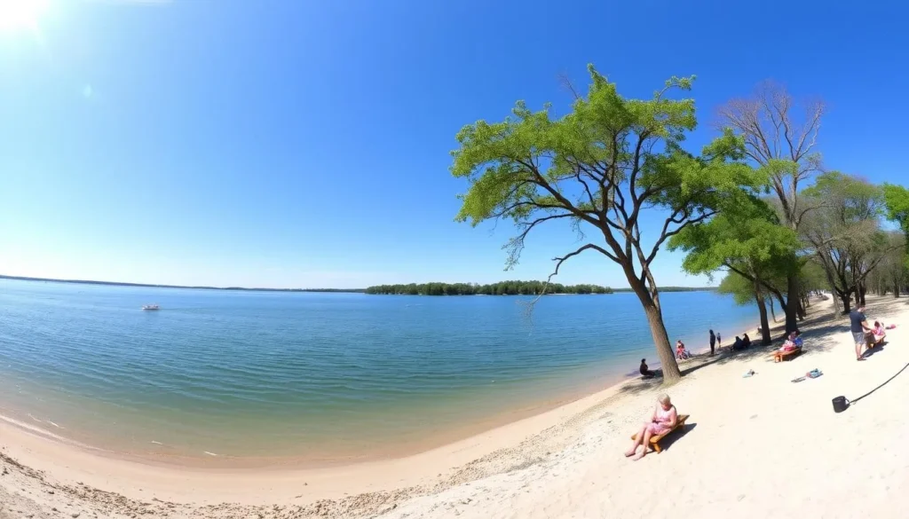 Scenic view of Joe Pool Lake near Midlothian with boats and water activities