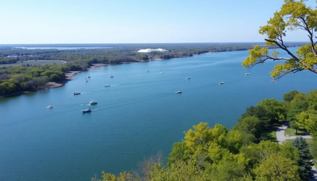 Scenic view of Lake Lewisville from Stewart Creek Park in The Colony