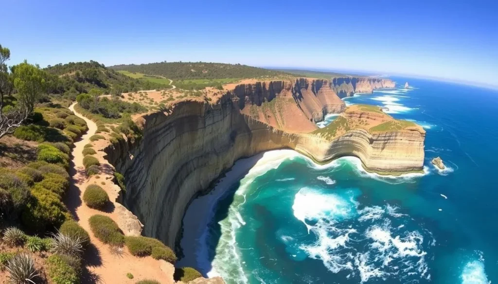 Scenic view of the Coast Track in Royal National Park showing cliffs and ocean
