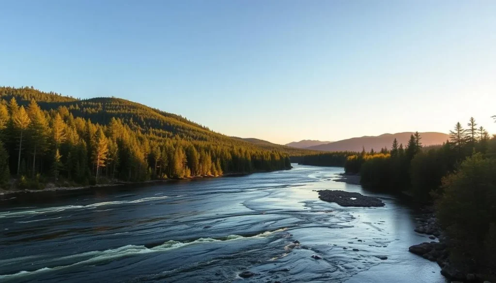 Scenic view of the East Branch of the Penobscot River in Katahdin Woods and Waters National Monument