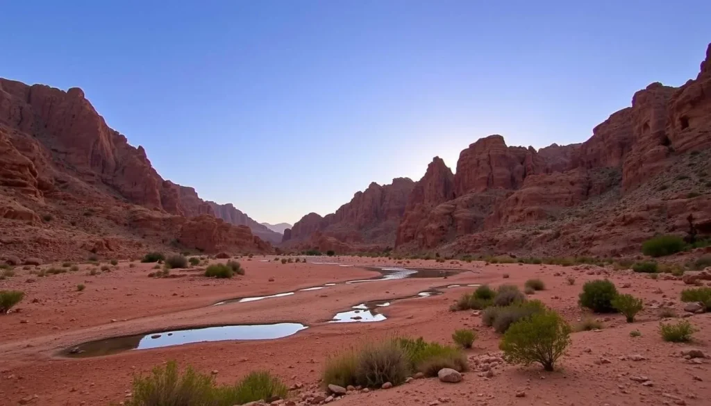 Scenic wadi near Ibri with rock formations and some water pools