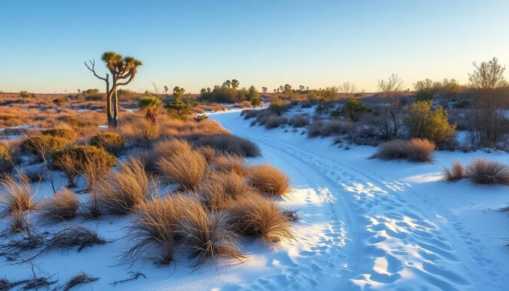 Scenic winter view of Allen David Broussard Catfish Creek Preserve State Park showing comfortable hiking conditions