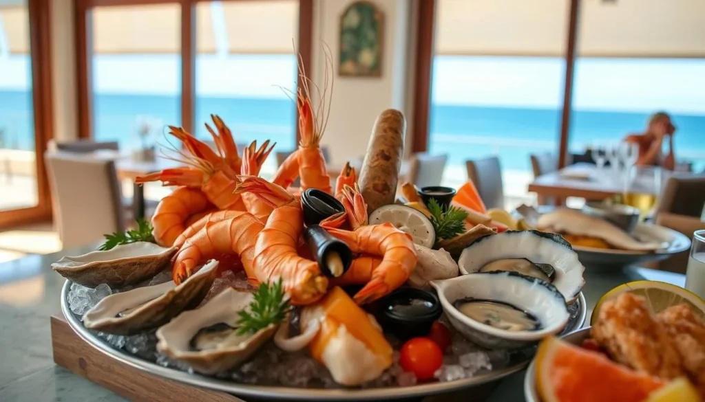 Seafood platter at a beachfront restaurant in Glenelg