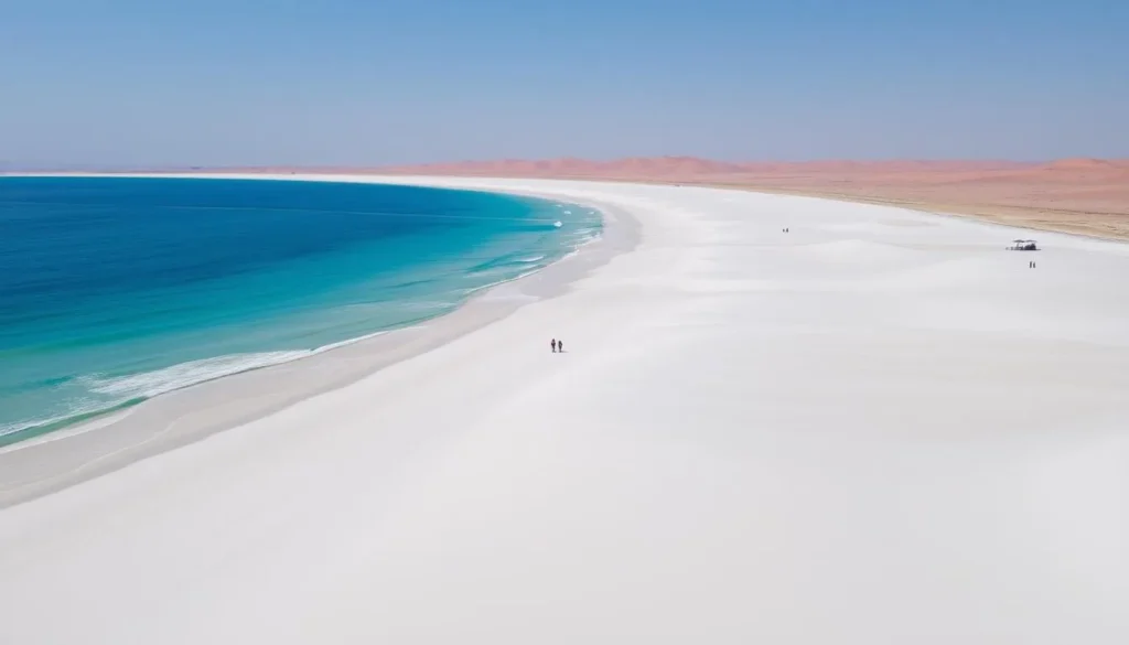 Sealine Beach in Mesaieed with clear blue waters and white sand