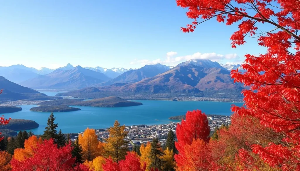 Seasonal view of Bariloche showing autumn colors around Nahuel Huapi lake