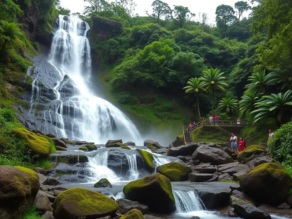Sendang Gile waterfall in the foothills of Mount Rinjani