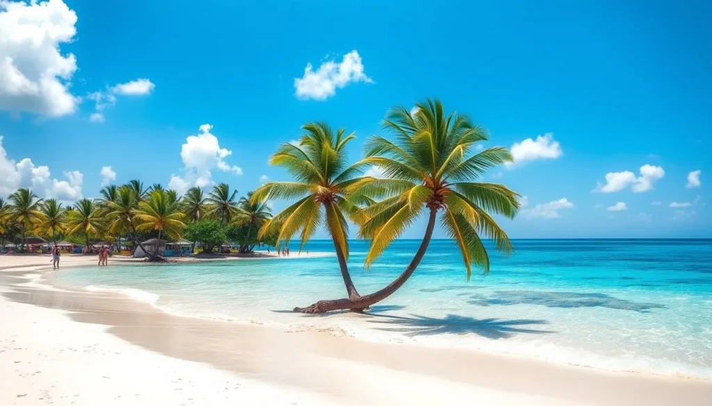 Seven Seas Beach in Fajardo, Puerto Rico during perfect weather with palm trees and clear blue water