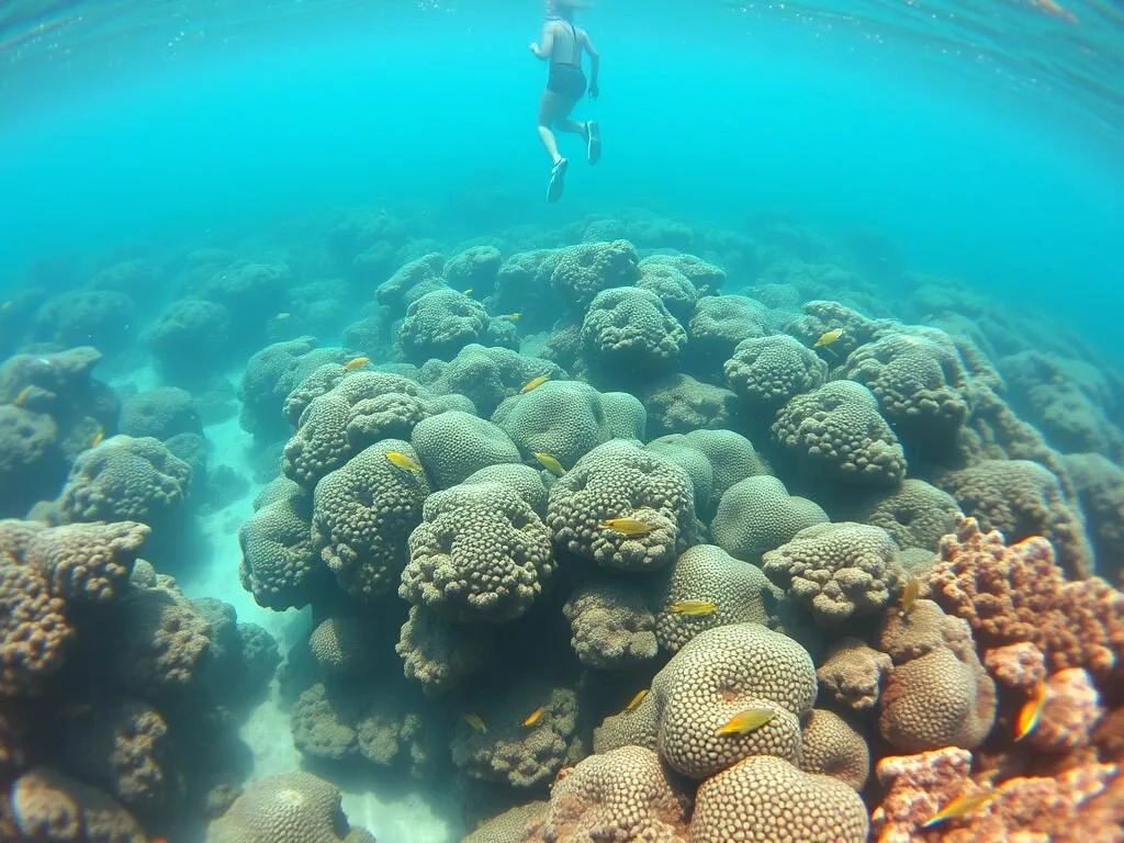 Shallow coral gardens at Paradise Reef perfect for beginner divers and snorkelers with abundant small marine life Shallow coral gardens at Paradise Reef perfect for beginner divers and snorkelers with abundant small marine life