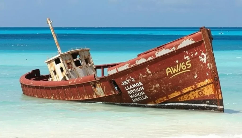 Shipwreck at the end of Sandy Ground beach